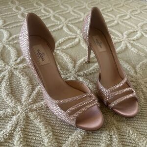 Valentino rose gold rhinestone encrusted pumps 38.5